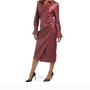 Faux Leather Wrap Dress NWT